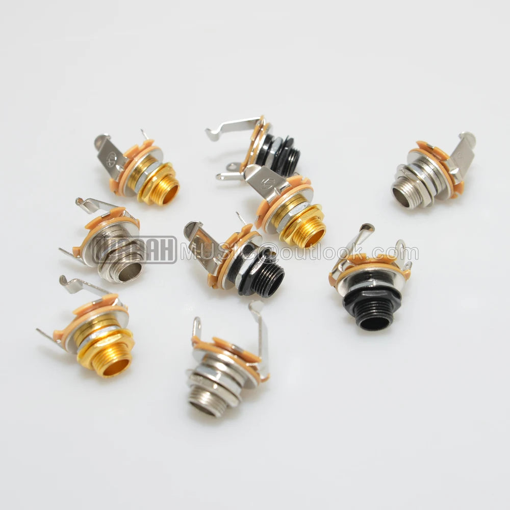1pcs Electric Guitar Input Jack For Electric Guitar & Bass Guitar 1/4"" (6.35mm) Mono Jack Socket Chrome Nut & Washer Beauty World Shop
