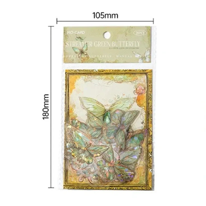 5Style 20pcs/pack INS Butterfly PET Sticker Pack Ice Crystal Laser Gold DIY Handbook Decoration 3D Scrapbook Beauty World Shop