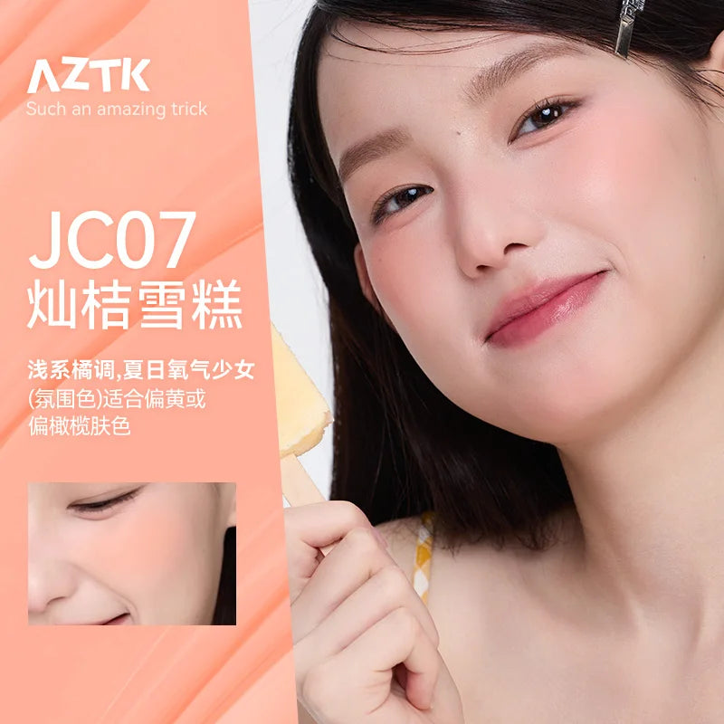 AZTK JC04 Water To Powder Liquid Blush Soft Matte Natural Flush Brightening Cheek Tint Lightweight Blendable Waterproof Makeup Beauty World Shop