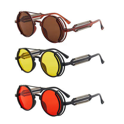 Classic Gothic Steampunk Sunglasses Luxury Brand Designer High Quality Men and Women Retro Round Pc Frame Sunglasses Beauty World Shop