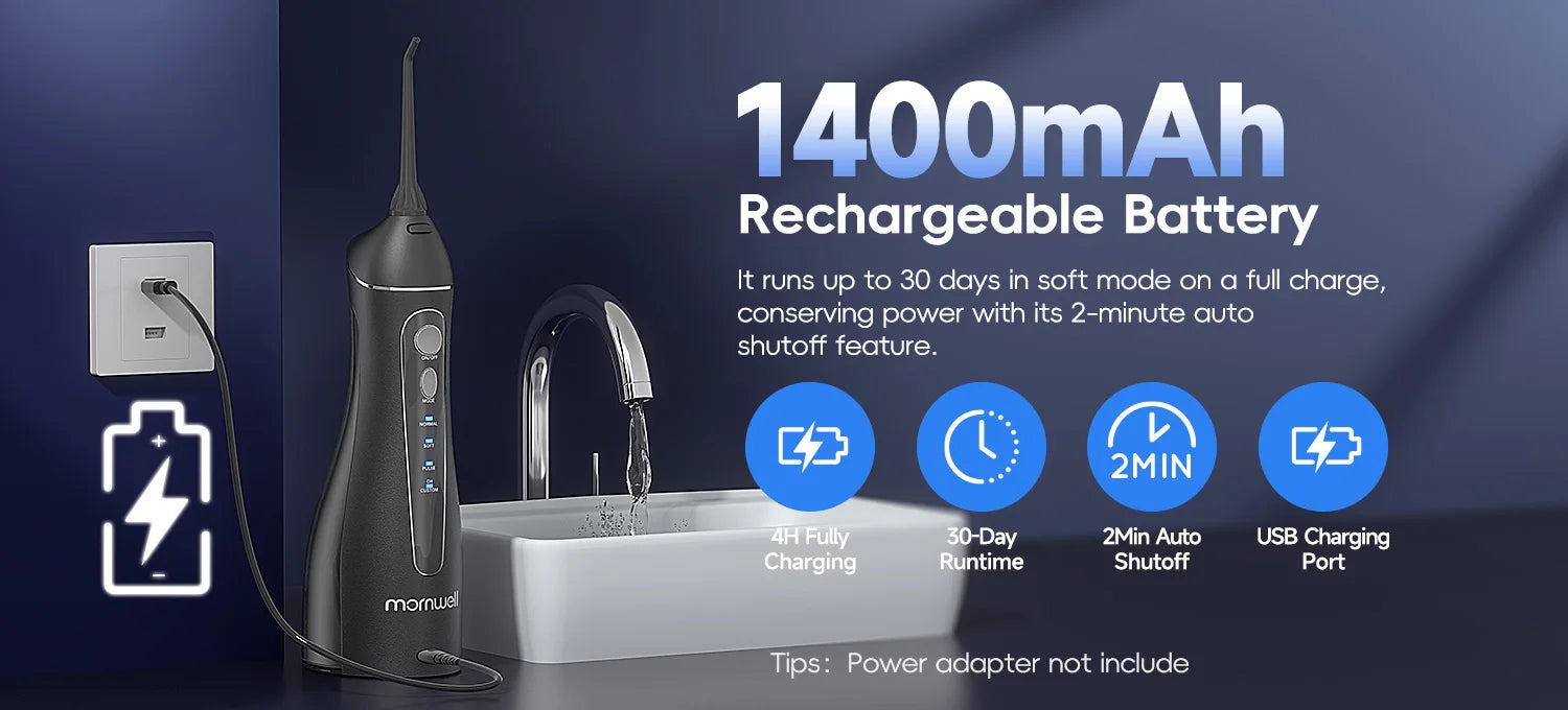 Water Floss Portable Cordless F18 Water Flosser 3 Cleaning Modes Waterproof Rechargeable Water Cleaner 4 Nozzles Clean Gums Beauty World Shop