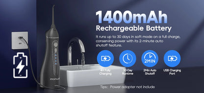 Water Floss Portable Cordless F18 Water Flosser 3 Cleaning Modes Waterproof Rechargeable Water Cleaner 4 Nozzles Clean Gums Beauty World Shop