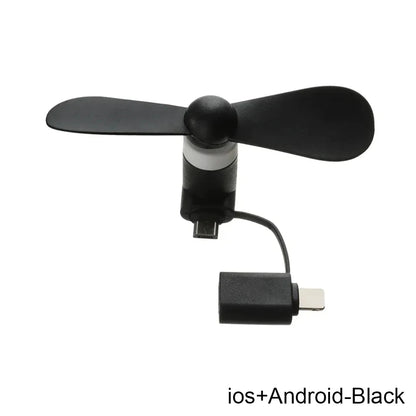 Universal Mobile Phone Handheld Fan Portable Phone Fan 2 in 1 Type-C Small Mini USB Chargeable Fan for Mobile Phone
