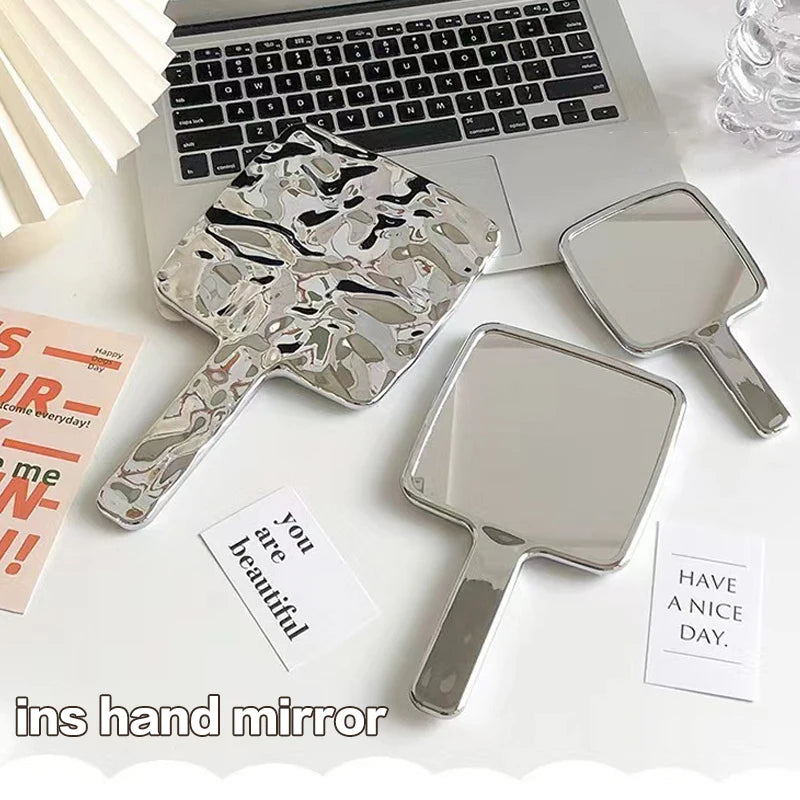 Electroplated Handle Makeup Mirrors Beauty Portable Round Hand Square Hand S/M/L Make Up Mirror Beauty World Shop