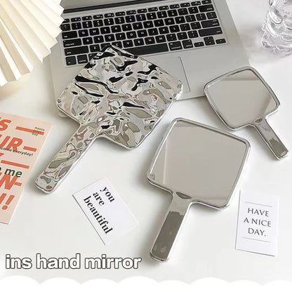 Electroplated Handle Makeup Mirrors Beauty Portable Round Hand Square Hand S/M/L Make Up Mirror Beauty World Shop