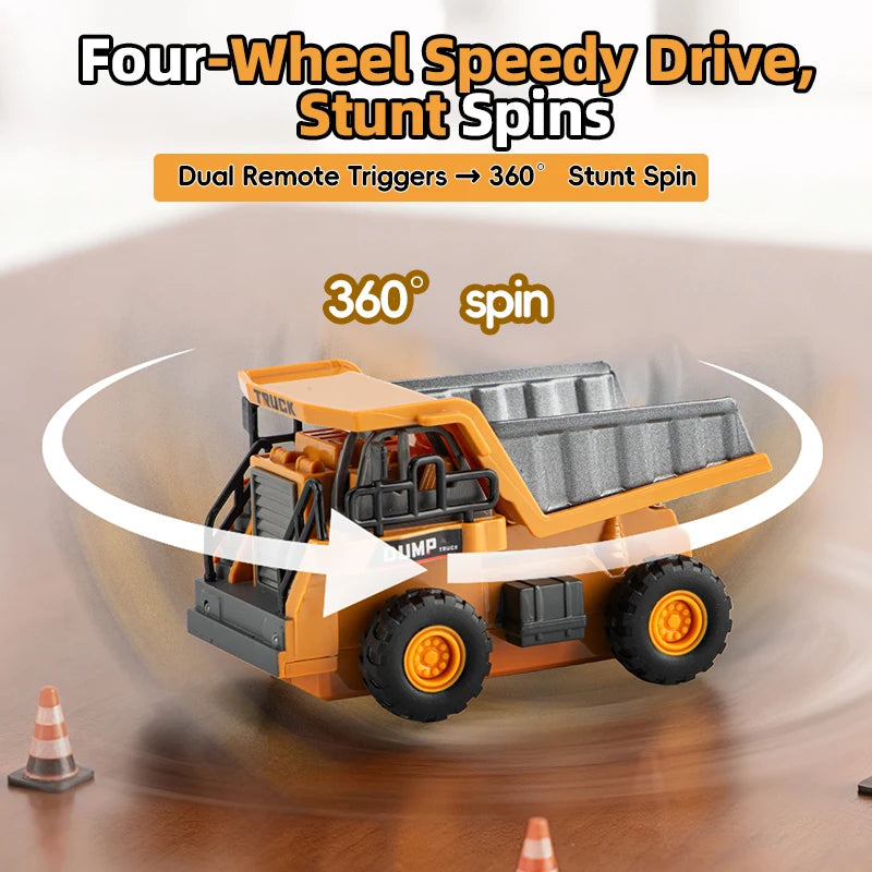 ZWN 1:64 RC Model Car 2.4G Remote Control Excavator Dump Truck Forklift Alloy Plastic Simulation Construction Vehicle Kids Toy Beauty World Shop