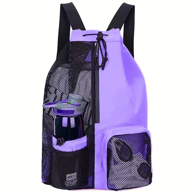 Swimming Bag Mesh Drawstring Backpack Convenient To Carry Beach Diving Backpack Wet Backpack Gym Sports Backpack Beauty World Shop