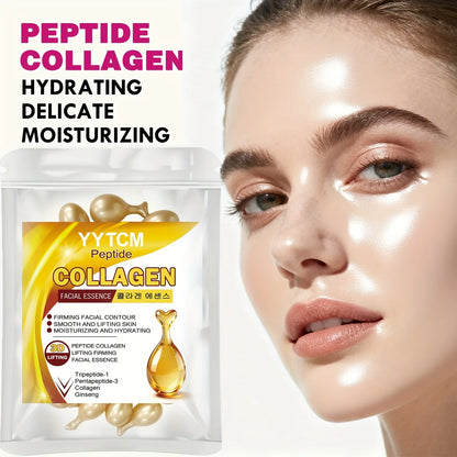 Polypeptide Collagen Essence Capsules, Moisturizing and Firming Essence, Smooths Skin, Contains Squalane, Fullerene, Ginseng Extract, Deep Hydration (0.34Gx30 Capsules)/Bag-1 Bag Beauty World Shop