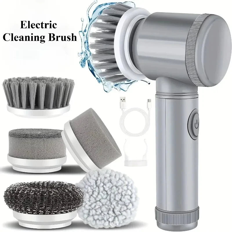 Electric Spin Scrubber, Bathroom Cordless Cleaning Brush Power Scrubber with 5 Replaceable Brush Heads, Electric Cleaning Brush Beauty World Shop