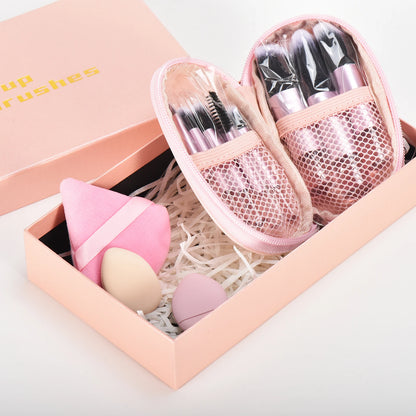 10 color Mini makeup brush Travel portable Makeup Tool Makeup Puff - Palm Brush Professional Makeup tool set Christmas gift Beauty World Shop