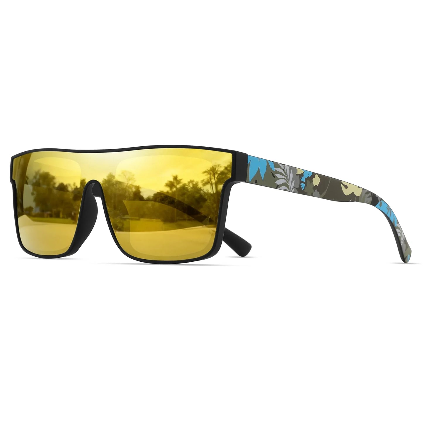 Classic Square Fashion Sports Sunglasses - Patterned Temples, Unisex for Cycling, Hiking, Travel - Perfect Gift Beauty World Shop