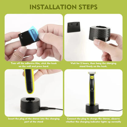 Wall Mounted Charging Base Charger Holder for Philips One Blade QP2520 QP2530 QP2620 QP2630 Hybrid Electric Shaver Beauty World Shop