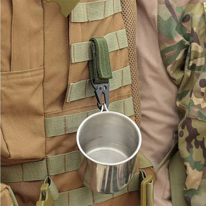 2pcs Tactical Hanging Buckle Molle Nylon Webbing Carabiner Belt Triangle Keychain for Outdoor Climbing Camping Tool Accessory Beauty World Shop
