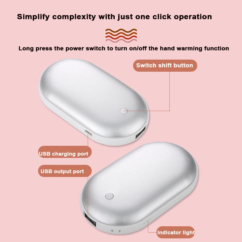 Ultra thin double-sided heating hand warmer with one click switch to 3 temperature levels, versatile for hand and abdominal warm Beauty World Shop