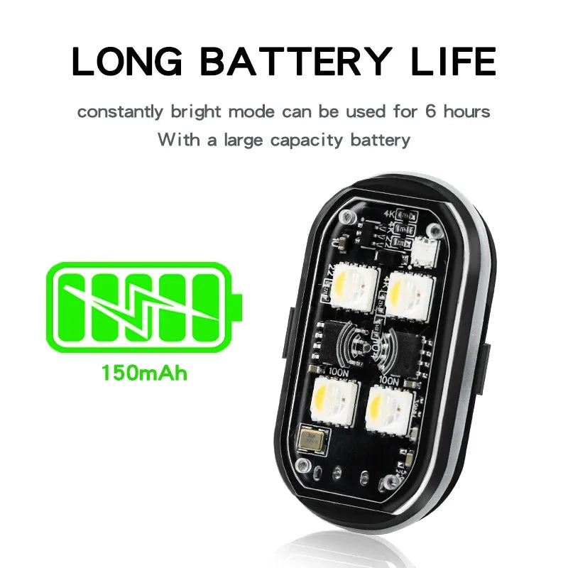 Wireless Light Aircraft Airplane Helicopter Warning Lights RGB Led Strobe lights Motorcycle Lights LED Flash with USB Charging Beauty World Shop