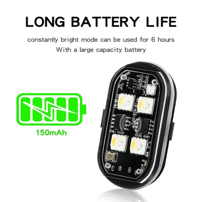 Wireless Light Aircraft Airplane Helicopter Warning Lights RGB Led Strobe lights Motorcycle Lights LED Flash with USB Charging Beauty World Shop
