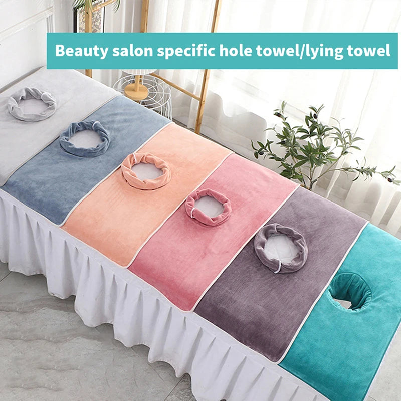 40*80cm Thickened Beauty SPA Massage Table Planking Face Towel With Hole Bed Bandana Beauty World Shop