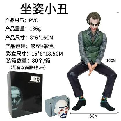 16cm Joker Heath Ledger Action Figure Sitting Green Suit Handheld Joker Mask Doll Desktop Decoration Model Toy Christmas Gift Beauty World Shop
