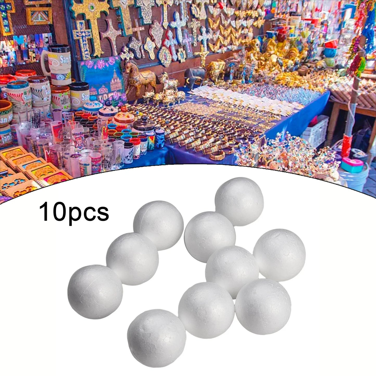 10pcs Solid Foam Ball Polystyrene Balls 50mm-100mm  Round DIY Accessory Handmade For Party Celebration Christmas Decoration Beauty World Shop