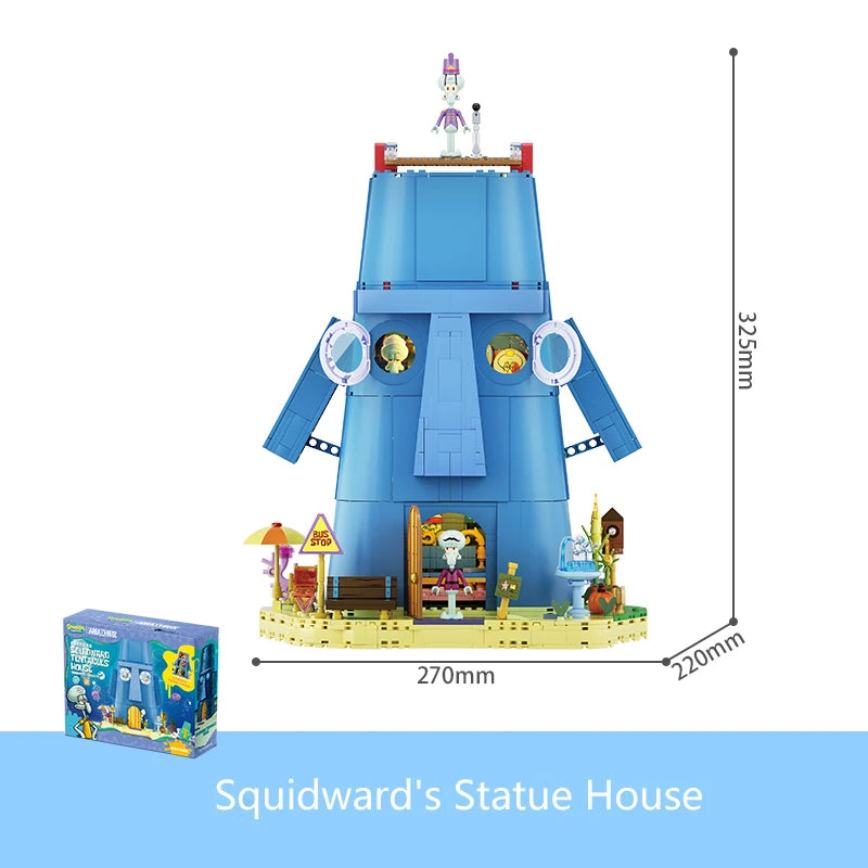 Spongebob Cartoon Krusty Krab Restaurant Building Blocks Creative Canteen Scenes Model Bricks Desktop Ornaments Toy For Kid Gift Beauty World Shop