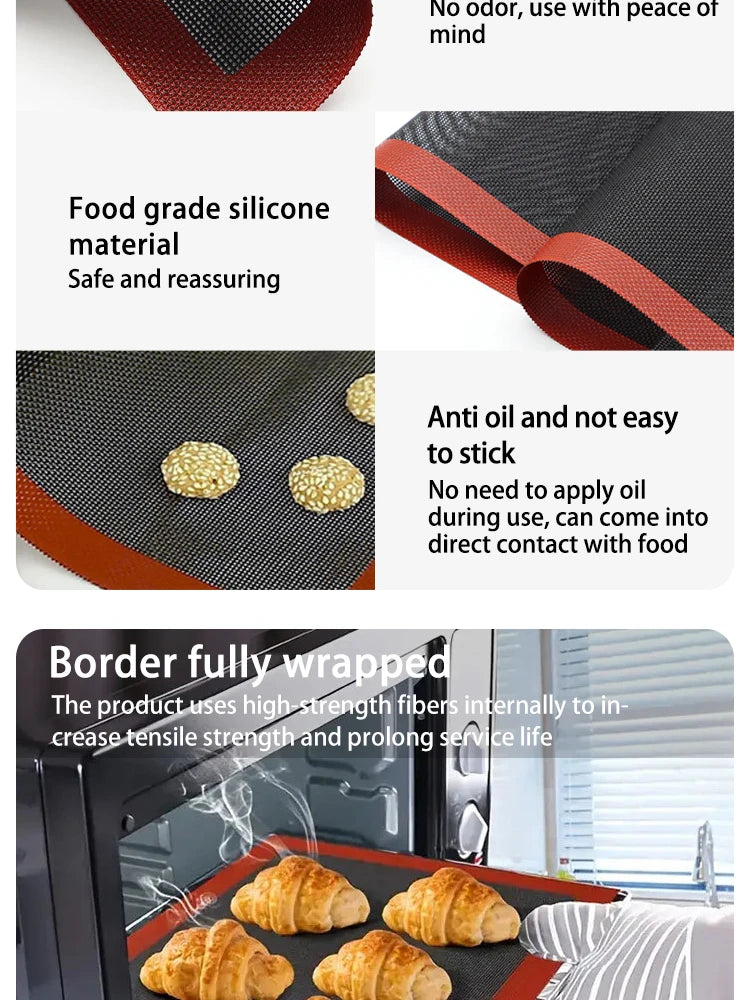 30X40cm Silicone Grill Mat Baking Tray Breathable Cookie Bread Mat Oven Microwave High Temperature Baking Kitchen Tools Beauty World Shop