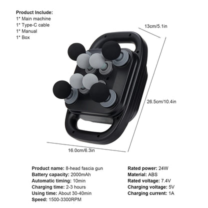 42-Heads Fascia Gun High-Frequency Vibration Body Massage Gun Back and Waist Massager Neck Shoulder Massager Muscle masajeador Beauty World Shop
