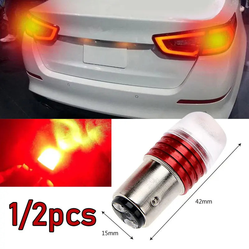 10pcs Car 12V LED Rear Taillight Tail Brake Light Strobe Flashing LED Lamp Motorcycle Warning Light Bulb Red Stronger Light Beauty World Shop