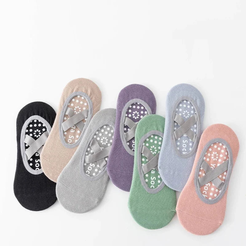 1/ 3Pair Professional Women Yoga Sock Silicone Anti-slip Ballet Pilates Socks Women Backless Breathable Bandage Yoga Sport Socks Beauty World Shop