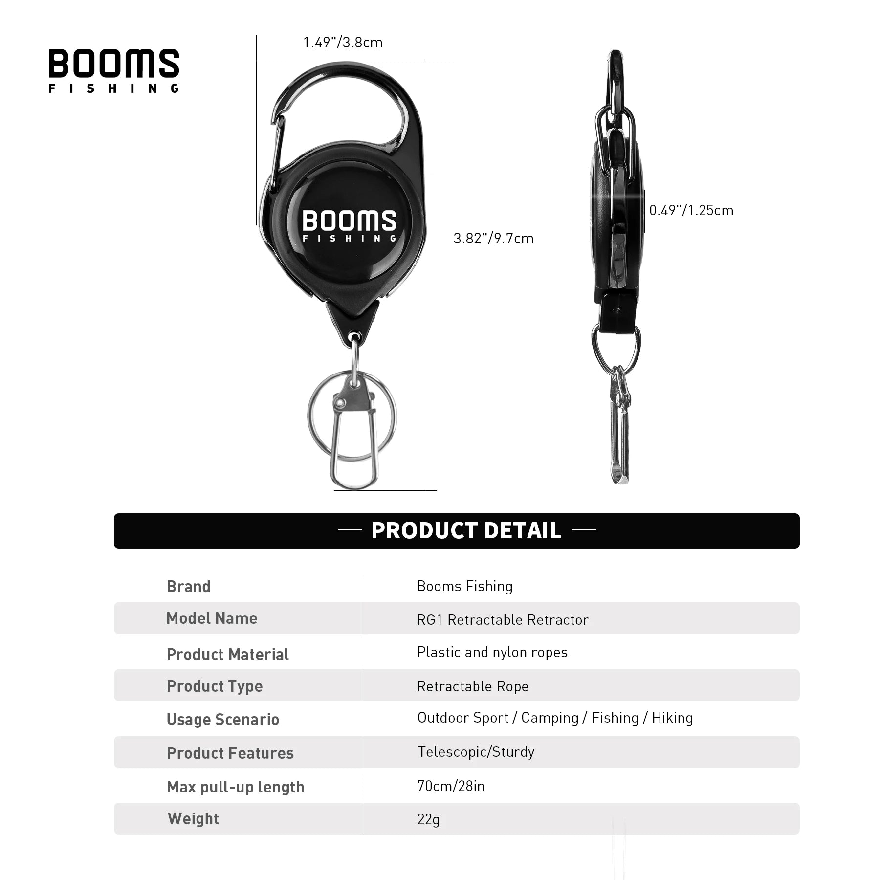 Booms Fishing Retractable Key Chain 2pcs with Antirust Spring Easy Release Badge Holder Fly Fishing Zinger Retractor Accessories Beauty World Shop