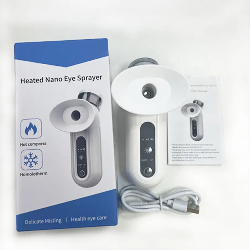 Electric Eye Massager with Nano Steam Hot Compress  and Moisturizing Spray Eye Massage Device for Eye Fatigue Relief and Care Beauty World Shop
