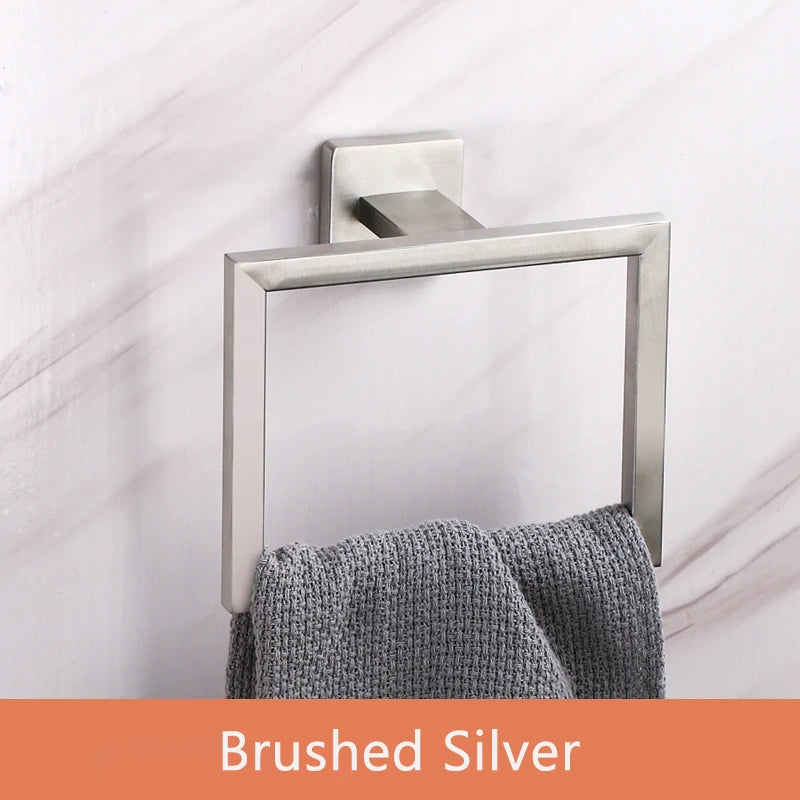 Bathroom Towel Ring Hook Hardware Accessories Storage Holder 304 Stainless Steel Hand Towel Holder Modern Round Towel Hanger Beauty World Shop