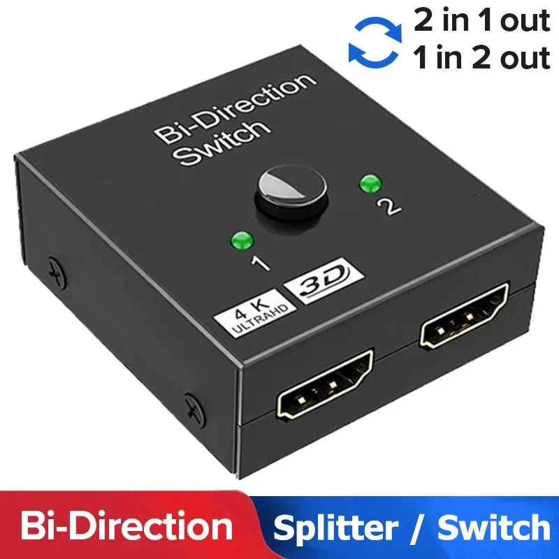 Switch Bi-Direction 2.0 Splitter HDMI-compatible 1x2/2x1 Adapter 2 in 1 out Converter for 4K Switcher PS4 Pro/4/3 TV Box  ﻿ Beauty World Shop