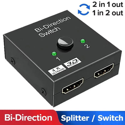 Switch Bi-Direction 2.0 Splitter HDMI-compatible 1x2/2x1 Adapter 2 in 1 out Converter for 4K Switcher PS4 Pro/4/3 TV Box  ﻿ Beauty World Shop