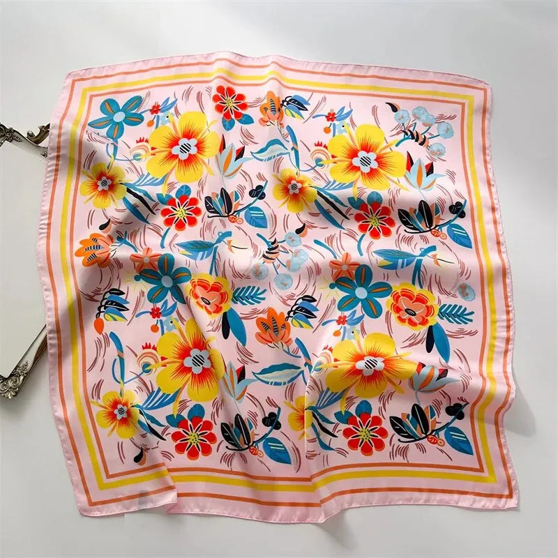 Luxury Print imitation Silk Square Scarf Women Spring Neck Tie Shawl Wraps Female Hair Hand Wrist Headkercheif Hijab Bandana Beauty World Shop