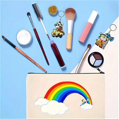5pcs Blank Canvas Zipper Pouch Bulk, Makeup Bag Pencil Case For Cosmetic & DIY Crafts, Independence Day Beauty World Shop