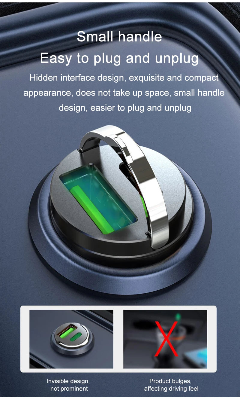 200W mini car charger fast charging for iPhone QC3.0 mini PD USB Type C car mobile phone charger for Xiaomi Samsung Huawei Beauty World Shop