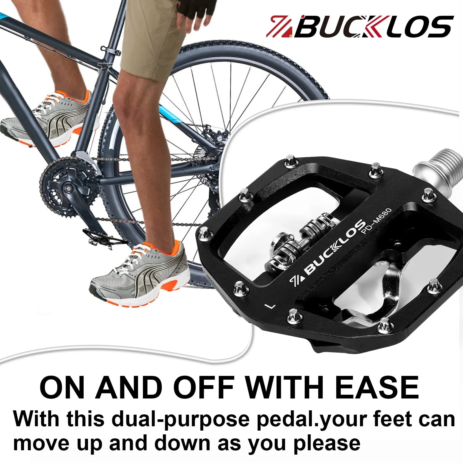 BUCKLOS Mountain Bike Pedals 3 Sealed Bearing PD-M680 Dual Clipless Flat & Lock Pedal Aluminum Cycling Pedals Fit Shimano SPD Beauty World Shop