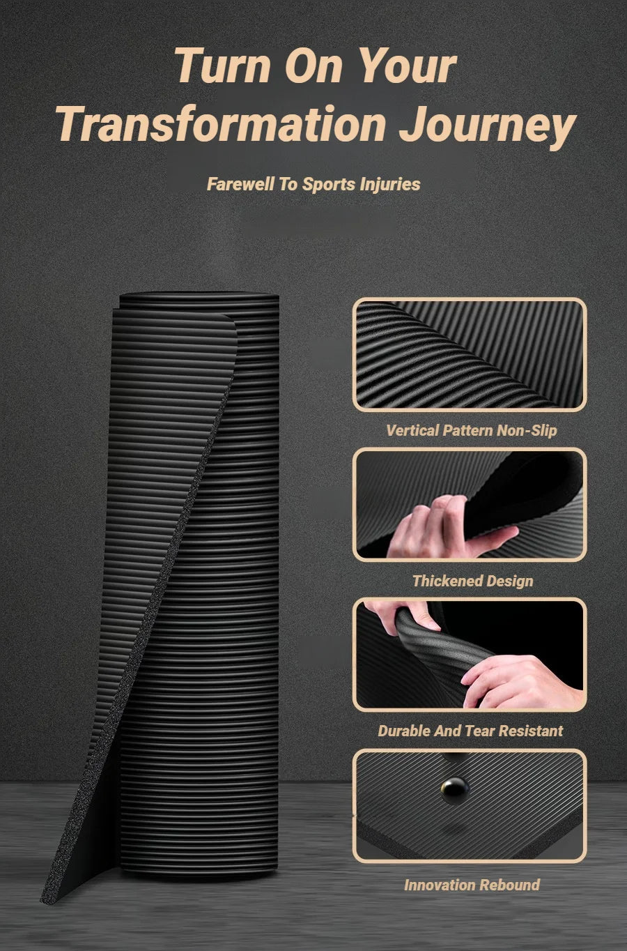 Two-Piece Set High Quality Extra Sport Thick Nbr Non-Slip Yoga Mats For Fitness Pilates Gym Home Tasteless Spor Universal Men Beauty World Shop