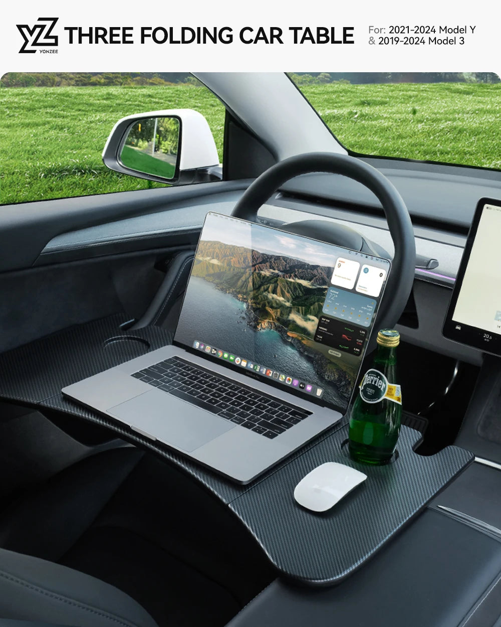 YZ For Tesla Model 3 Highlan Modle Y X S 2018-2026  Steering Wheel Laptop Tray Travel Desk Portable Office Table Car Accessories Beauty World Shop