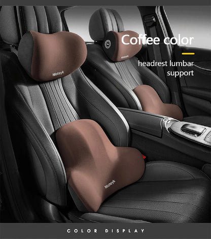 Car Neck Pillow Memory Foam Protective Lumbar Back Support Breathable Car Headrest Cushion Relieve Stress Car Seat Pillow Beauty World Shop