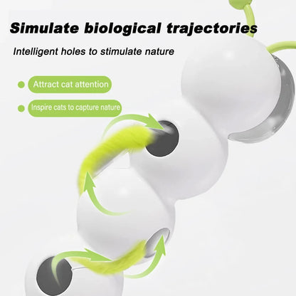 Caterpillar Interactive Cat Toy Motion Activated Wack A Worm Post Toy Rechargeable Automatic Teasing Cat Toy with Tail for Cats Beauty World Shop