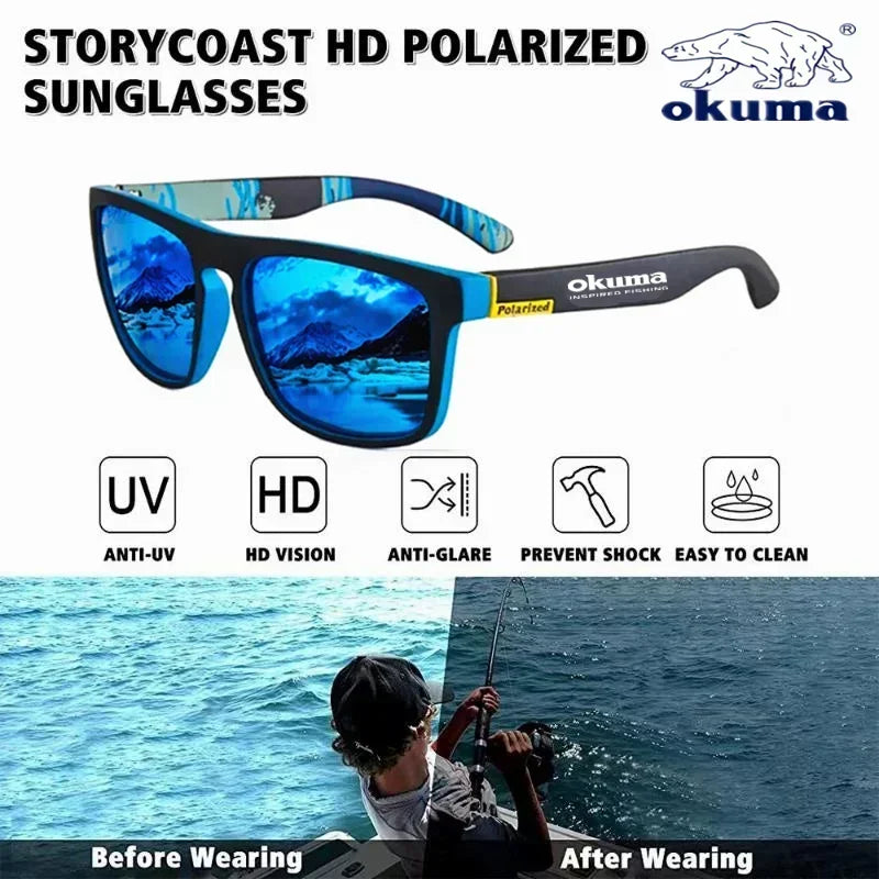 Okuma Polarized Sunglasses UV400 for Men and Women Outdoor Hunting, Fishing, Driving Bicycles, Sunglasses Optional Box Beauty World Shop