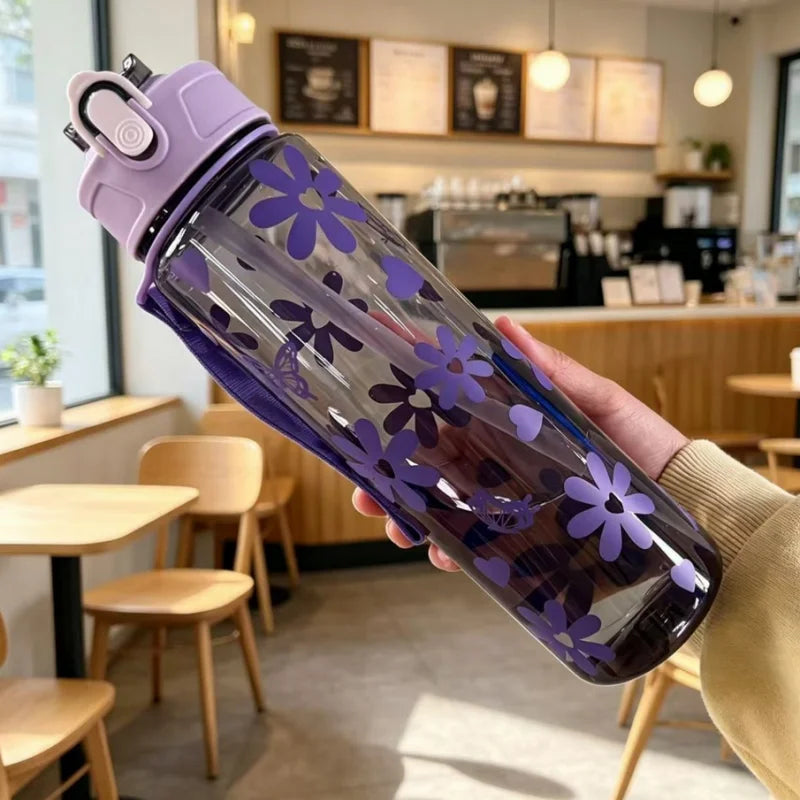 800ml/27oz Large Capacity Sports Water Bottle Leak Proof Plastic Drinking Cup With Time Scale Suitable For Travel Fitness Sports Beauty World Shop