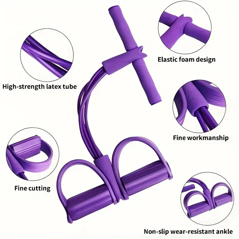 Foot Pedal Tension Bands Home Gym Resistance Bands 4 Elastic Pull Straps Tension Rope for Full Body Workouts and Abdominal Beauty World Shop