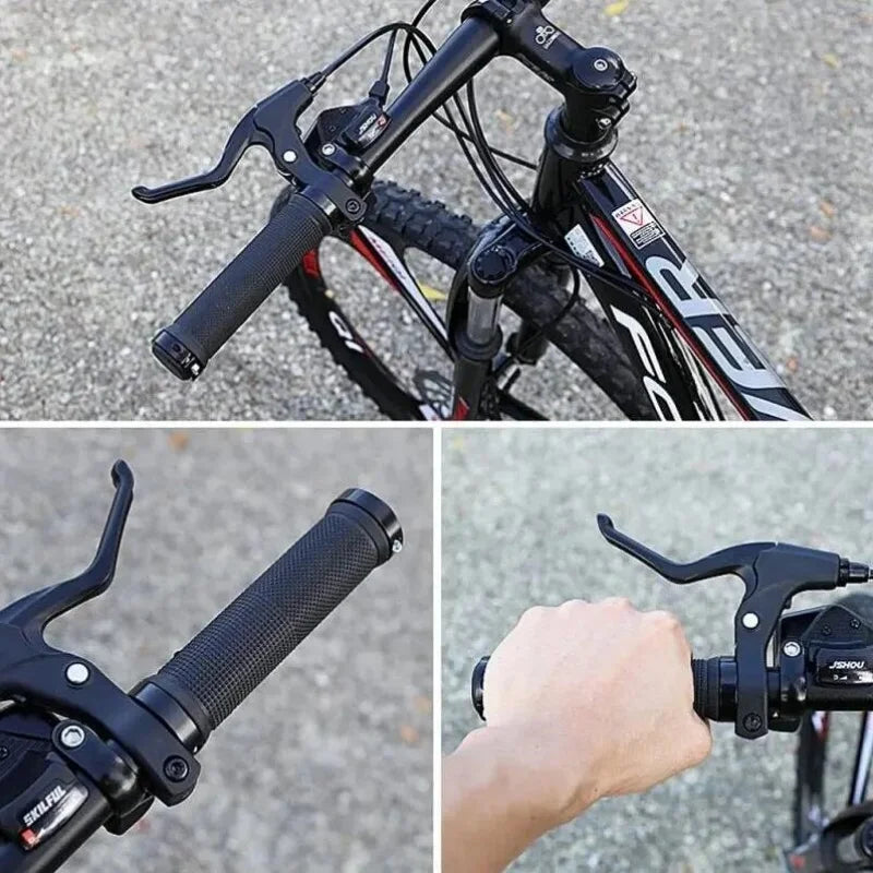 Bicycle Rubber Grips Alloy Lock Non-Slip Rubber Bicycle Handlebar Grips Double Aluminum Lock on Locking Bicycle Handlebar Grips Beauty World Shop