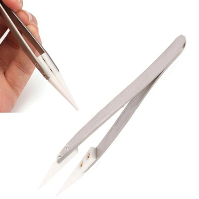 Ceramic Tipped Stainless Steel Tweezers Tips Heat Pointed Resistant Tweezer Electronic Soldering Tweezers Fine Pointed Tip Beauty World Shop