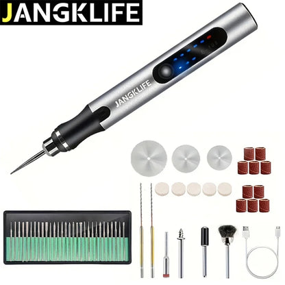 JANGKLIFE USB Cordless Rotary Tool Kit Woodworking Engraving Pen DIY For Jewelry Metal Glass Mini Wireless Drill Beauty World Shop