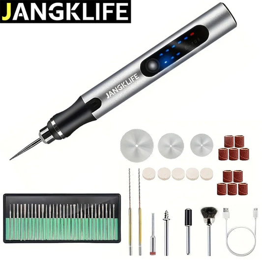 JANGKLIFE USB Cordless Rotary Tool Kit Woodworking Engraving Pen DIY For Jewelry Metal Glass Mini Wireless Drill Beauty World Shop