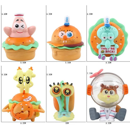 Spongebob Patrick Star Squidward Tentacles Delicious Crab Burger Anime Figure Collection Model Doll Blind Box Toys Children Gift Beauty World Shop