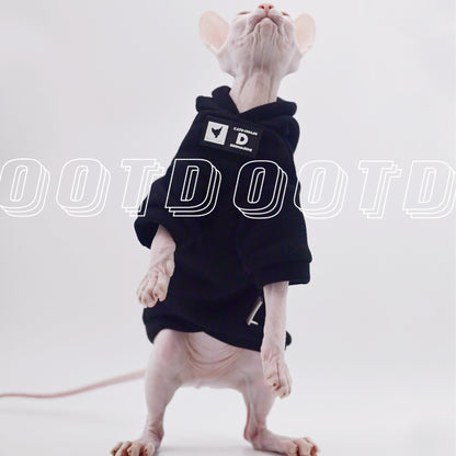 DUOMASUMI Cat Hoodie for Hairless Breeds - Fashion Spring/Fall Pullover for Sphynx, Devon Rex, Cornish Rex& Abyssinian Cats